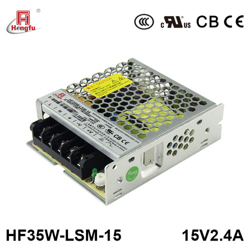 AC DC single output HF35W-LSM-15 slim UL CB switching power supply